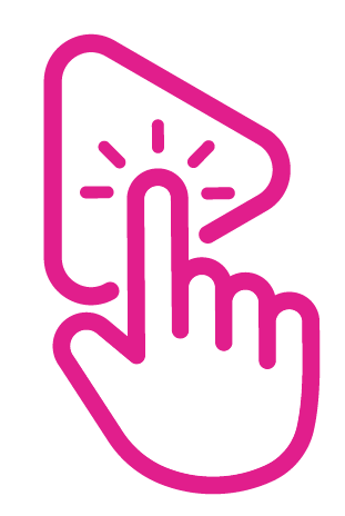 Icono de una mano tocando botón play